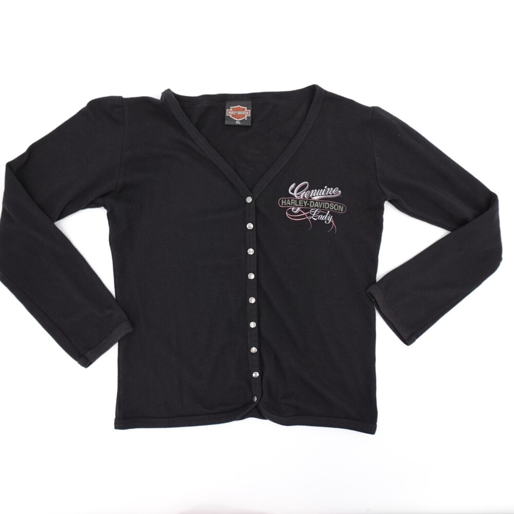 Vintage Harley Davidson Sweater XL Cardigan Womens Mikes Famous Delaware 1994